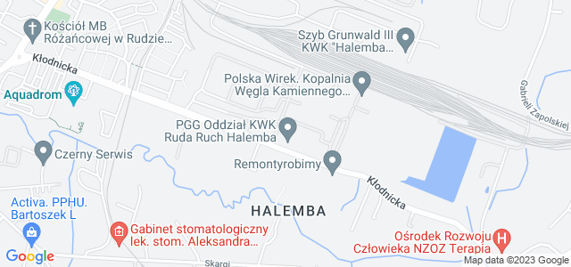 Mapa dojazdu KWK Ruda Ruch Halemba-Wirek - Kopalnia Węgla Kamiennego Ruda Śląska