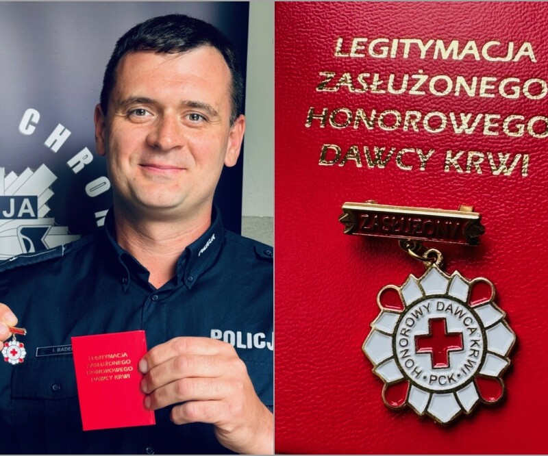 Rudzki policjant odznaczony jako honorowy dawca krwi!